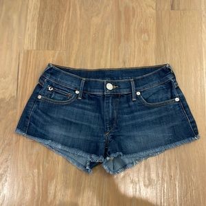 True Religion Women’s Joey Cut Off Dark Blue Jean Denim Shorts Size 27 EUC
